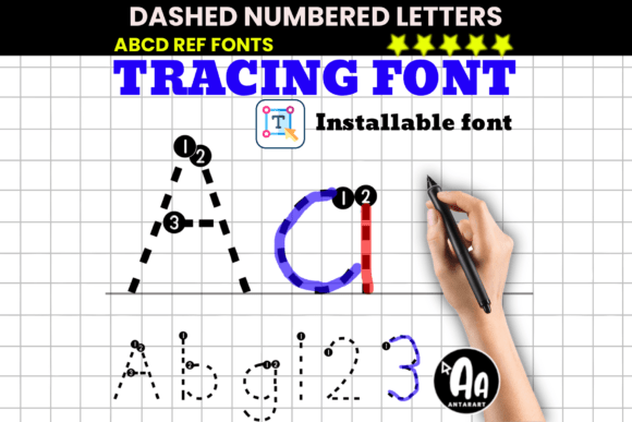 Designing with Dashed Numbered Letters Tracing Font